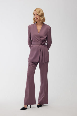 Satin Bell Bottom Trousers Purple