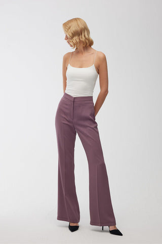 Satin Bell Bottom Trousers Purple