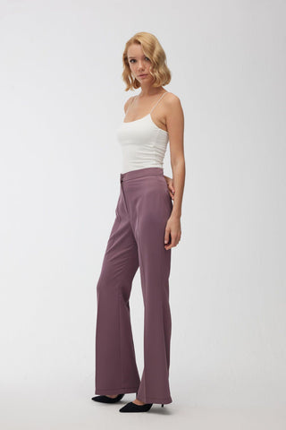 Satin Bell Bottom Trousers Purple