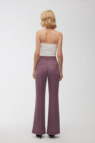 Satin Bell Bottom Trousers Purple