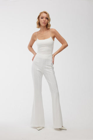 Wide Leg Flare Trouser Ecru