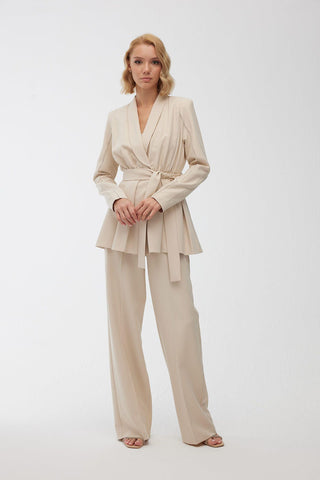 High Waist Palazzo Trousers Beige