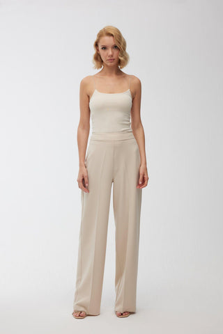 High Waist Palazzo Trousers Beige