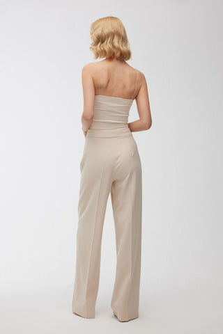 High Waist Palazzo Trousers Beige