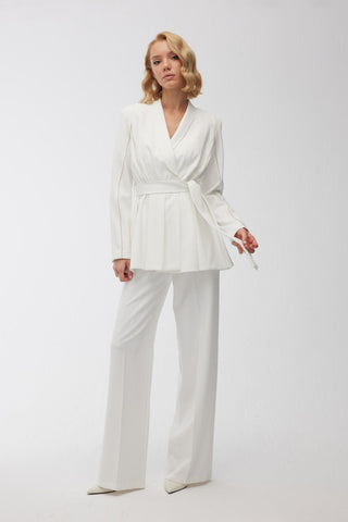 High Waist Palazzo Trousers Ecru