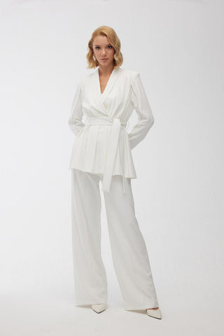 High Waist Palazzo Trousers Ecru