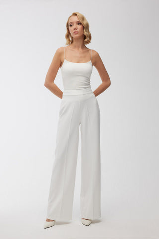 High Waist Palazzo Trousers Ecru