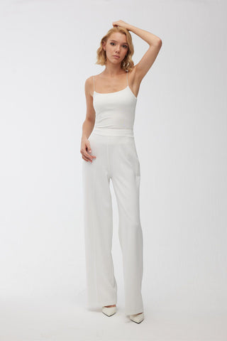 High Waist Palazzo Trousers Ecru