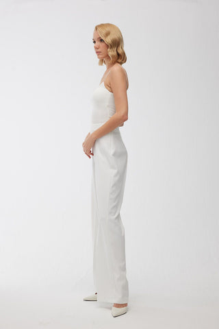 High Waist Palazzo Trousers Ecru