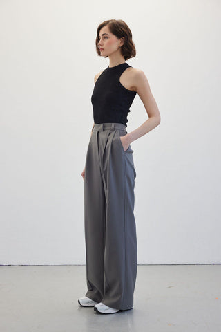 Double Palazzo Pants Grey