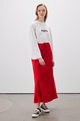 Satin Skirt Red