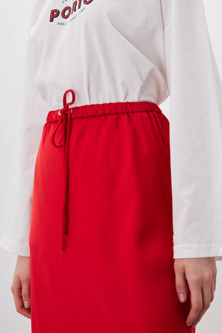 Satin Skirt Red