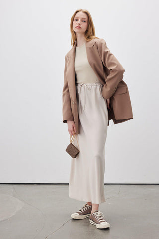 Satin Skirt Beige