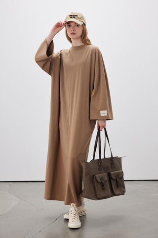 Long Oversized Dress Brown