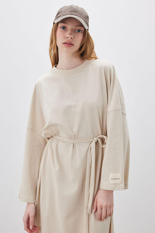 Long Oversized Dress Beige