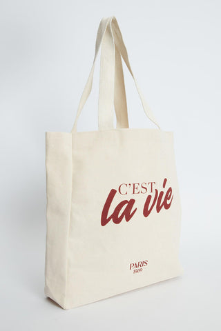 Printed Canvas Bag C'Est La Vie Burgundy