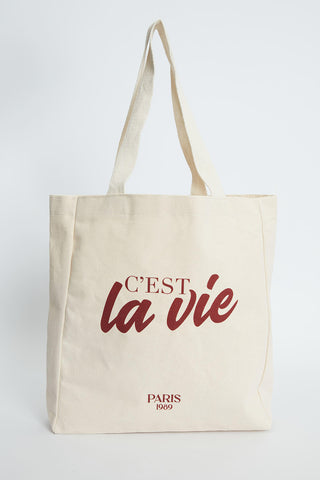 Printed Canvas Bag La Vie Burgundy