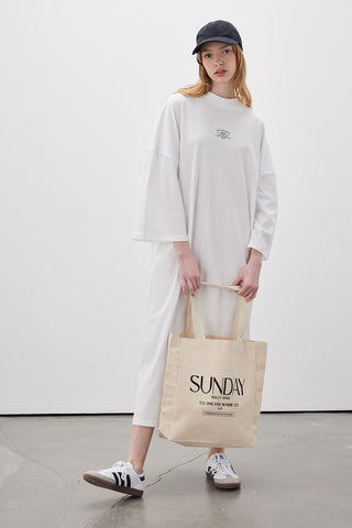 BASKILI KÖRÜKLÜ BEZ ÇANTA SUNDAY