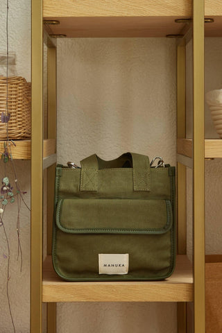 Pocket Detailed Canvas Mini Bag Khaki