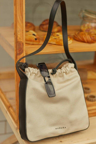 Shirred Canvas Bag Black