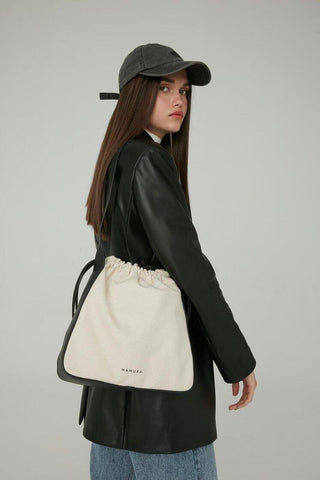 Shirred Canvas Bag Black