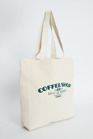 Printed Canvas Bag Coffee Shop Green