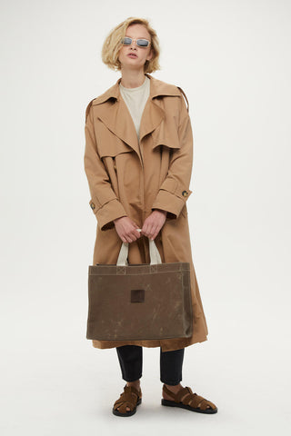 Double-Breasted Trench Coat With Buttons Camel