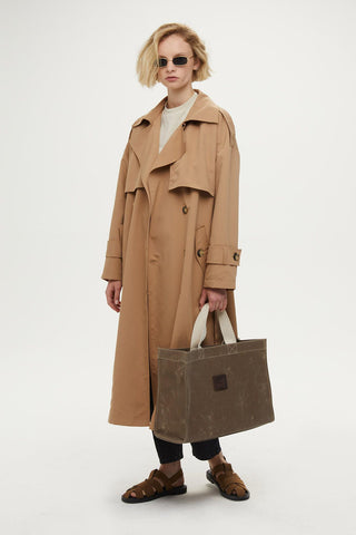 Double-Breasted Trench Coat With Buttons Camel