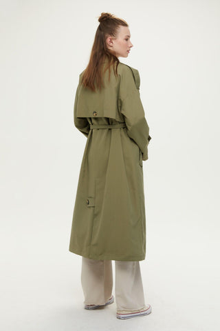 Double-Breasted Trench Coat With Buttons Khaki