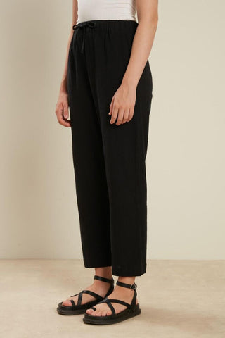 Crinkle Cotton Trousers Black