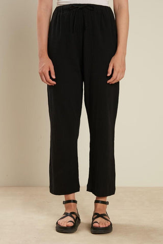 Crinkle Cotton Trousers Black