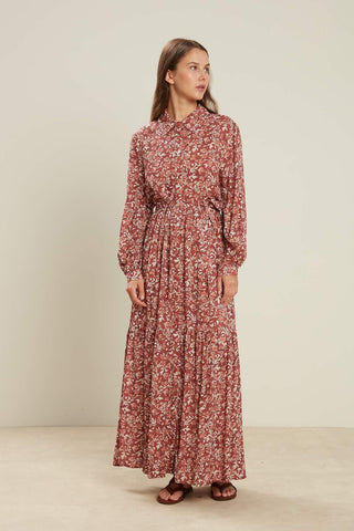 Viscose Button Shirt Dress Leaf Tile