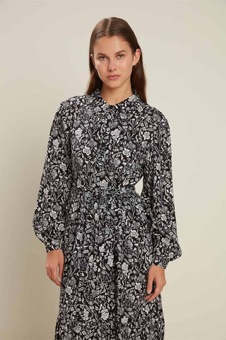 Viscose Button Shirt Dress Garden Black