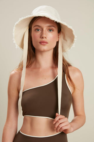 Piping Detailed Swimsuit Brown