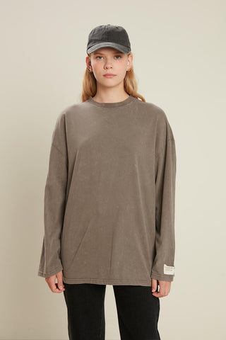 Faded Effect Oversize Sweatshirt Grey