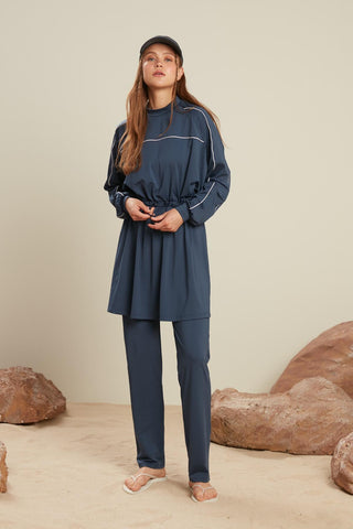 Straight Leg Modest Swimwear Trousers Navy Blue