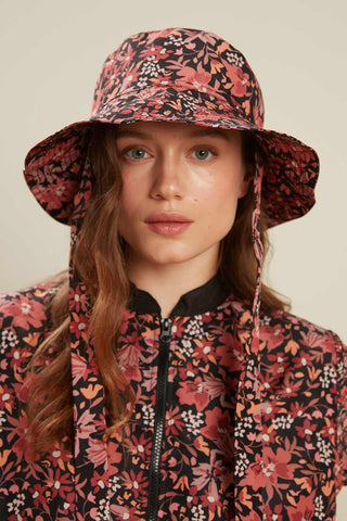 Bucket Hat With String Retro Flower