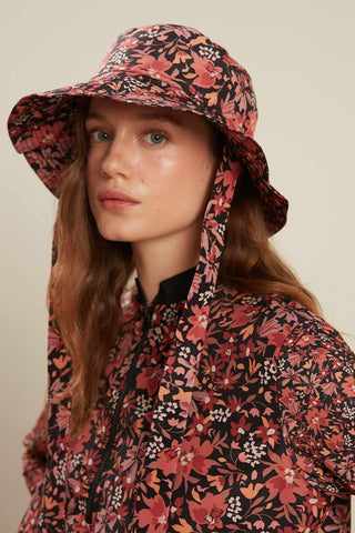 Bucket Hat With String Retro Flower