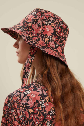 Bucket Hat With String Retro Flower