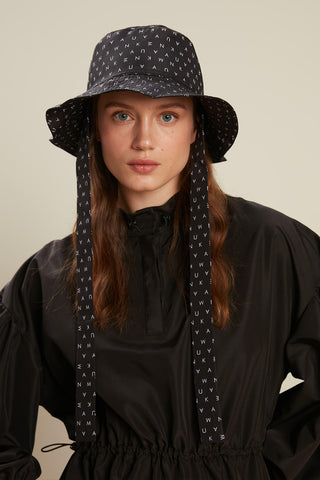 Bucket Hat With String Logo Pattern