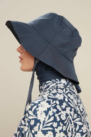 Bucket Hat With String Navy Blue