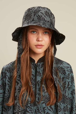 Bucket Hat With String Floral Green