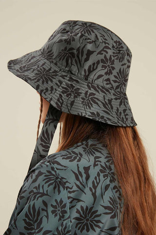 Bucket Hat With String Floral Green