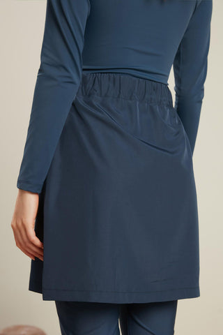 Piping Detail Modest Swim Skirt Navy Blue