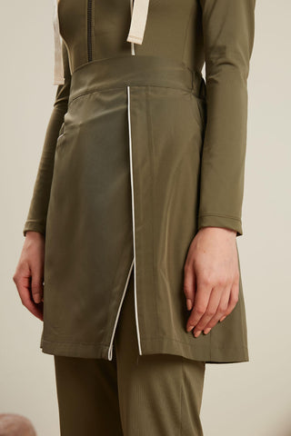 Biye Detaylı Tesettür Yüzme Etek Haki