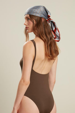 Thick Strap Swimsuit Brown