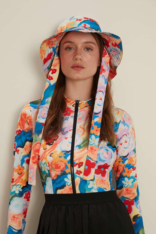 Swimsuit With Front Zip Color Brush