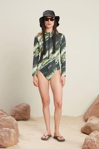 Swimsuit With Front Zip Tie Dye