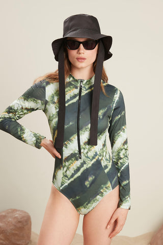 Swimsuit With Front Zip Tie Dye