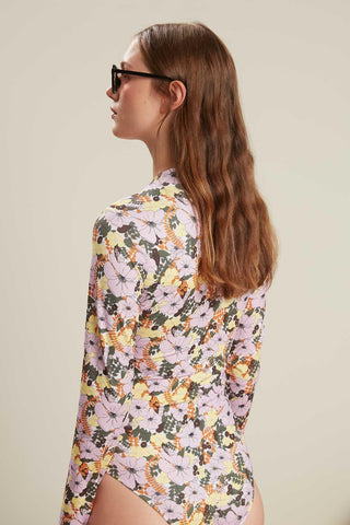 Swimsuit With Front Zip Flower